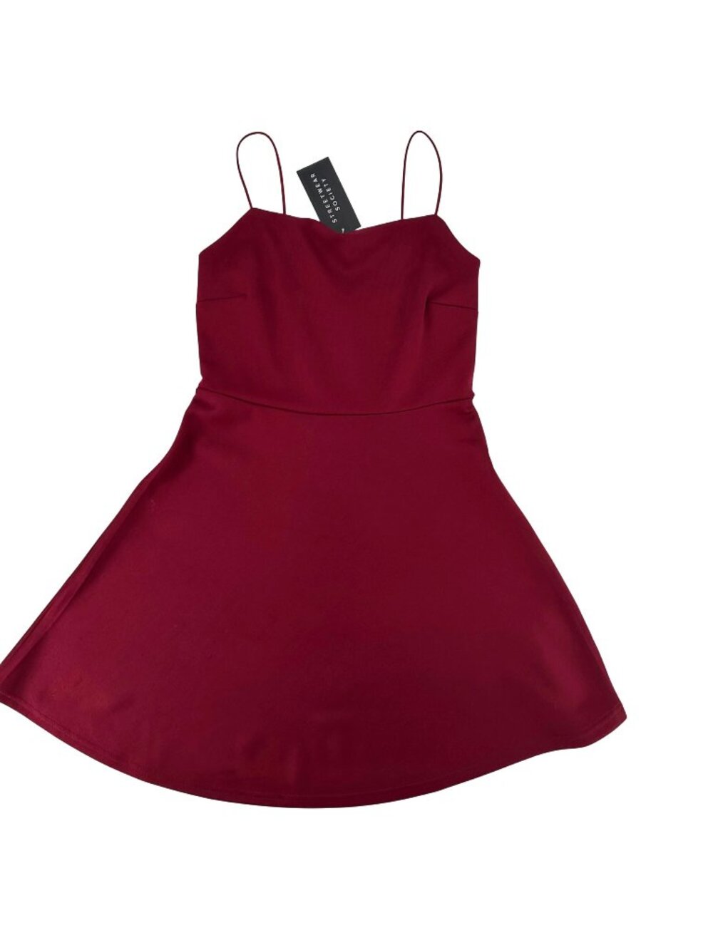 NWT Streetwear Society Burgundy Sleeveless Fit & Flare Dress Womens S